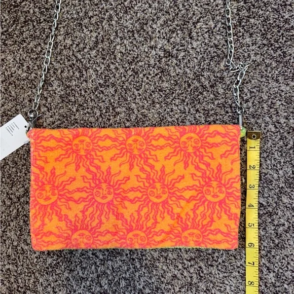 Urban Outfitters Women's Chain Strap Clutch/Shoulder/Crossbody Orange Green Bag - Picture 6 of 8